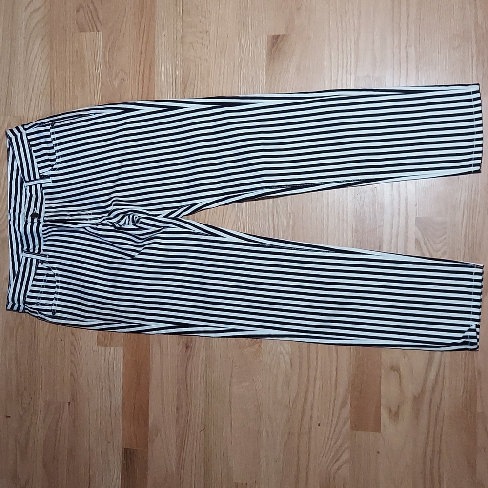 Garnet Hill Black and White Striped Pants 6P